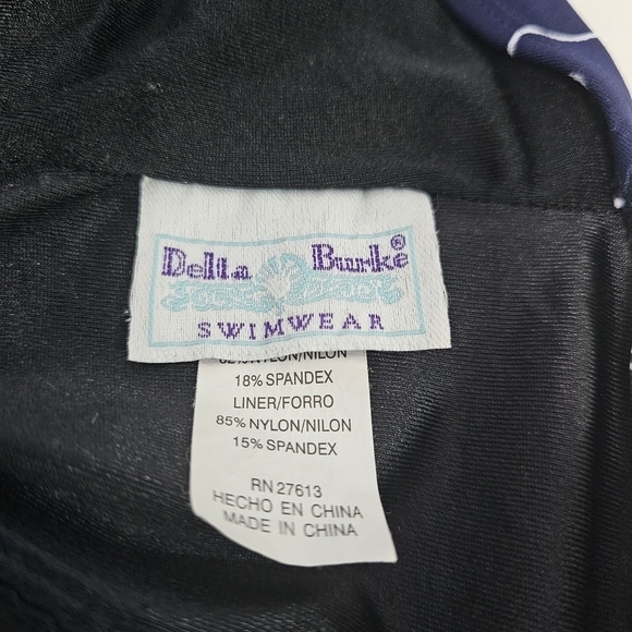 Delta Burke Swimwear Tankini Top Navy Blue with White Floral Print Size 24W - Picture 4 of 5